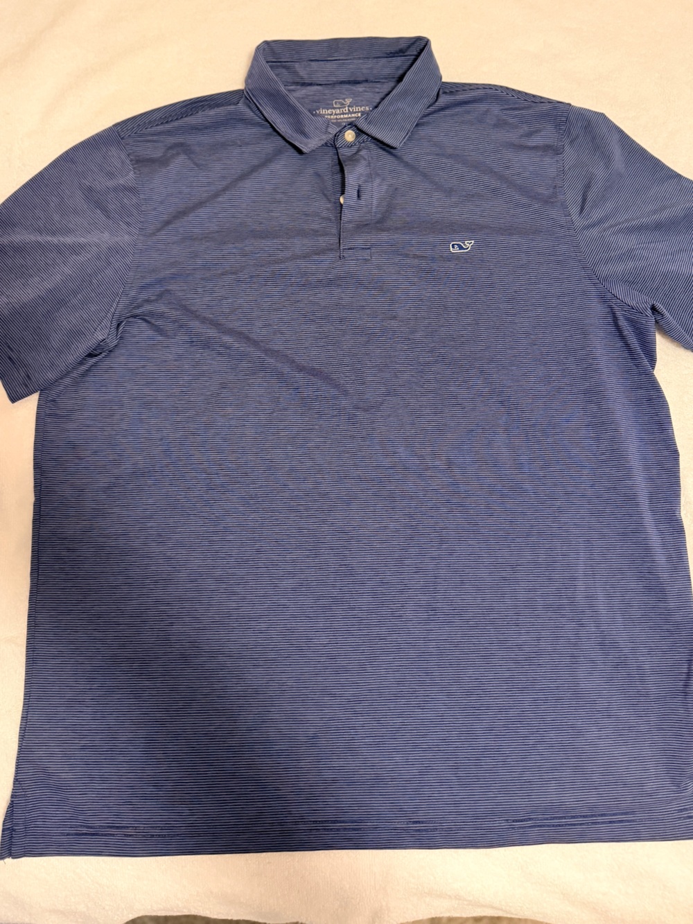 Vineyard Vines Performance Blue Micro-Stripe Polo